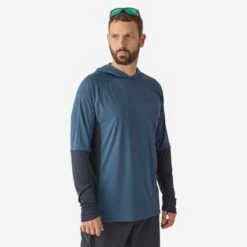 Tee-shirt De Pêche Anti-UV 500 Capuche Bleu -Pêche Promotion Boutique tee shirt de peche anti uv 500 capuche bleu 1